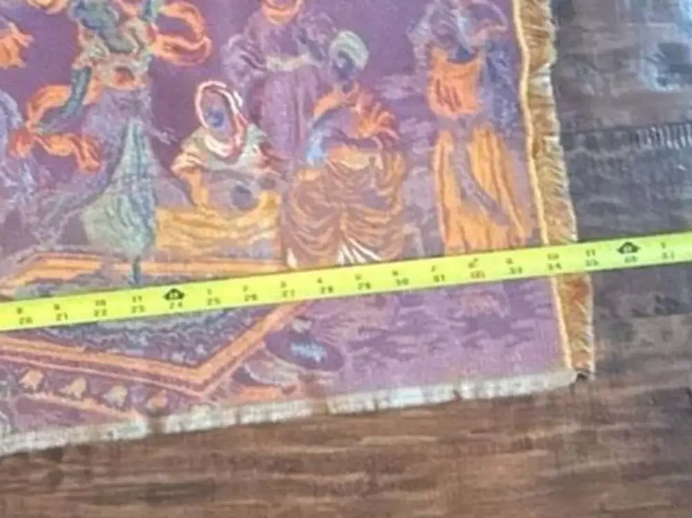 Vintage Woven Tapestry Middle Eastern Market Scene Size 33x18